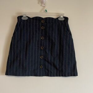 Preppy Minimalist Skirt Scallop Pinstripe Mini BluPepper SM Navy Blue Career